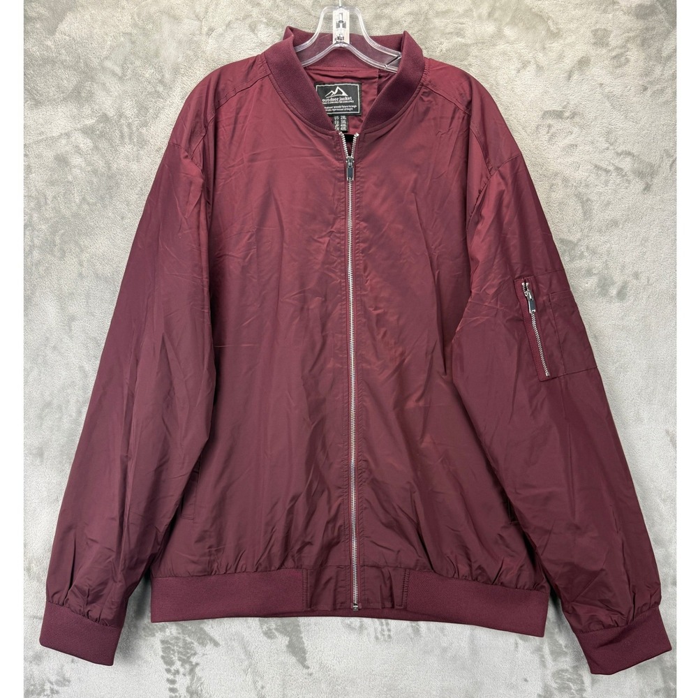 Outdoor Jacket Mens‎ 2XL Burgundy Bomber Utility Sleeve Pocket Full Zip Maroon